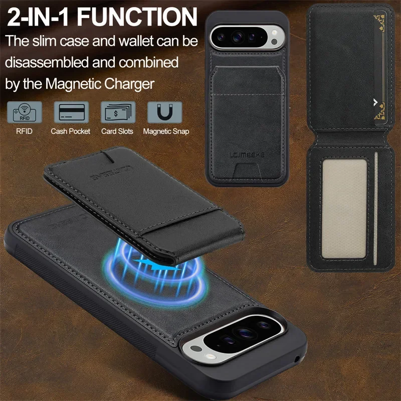 Magsafe Magnetic Flip Leather Wallet Phone Case with Card Pocket