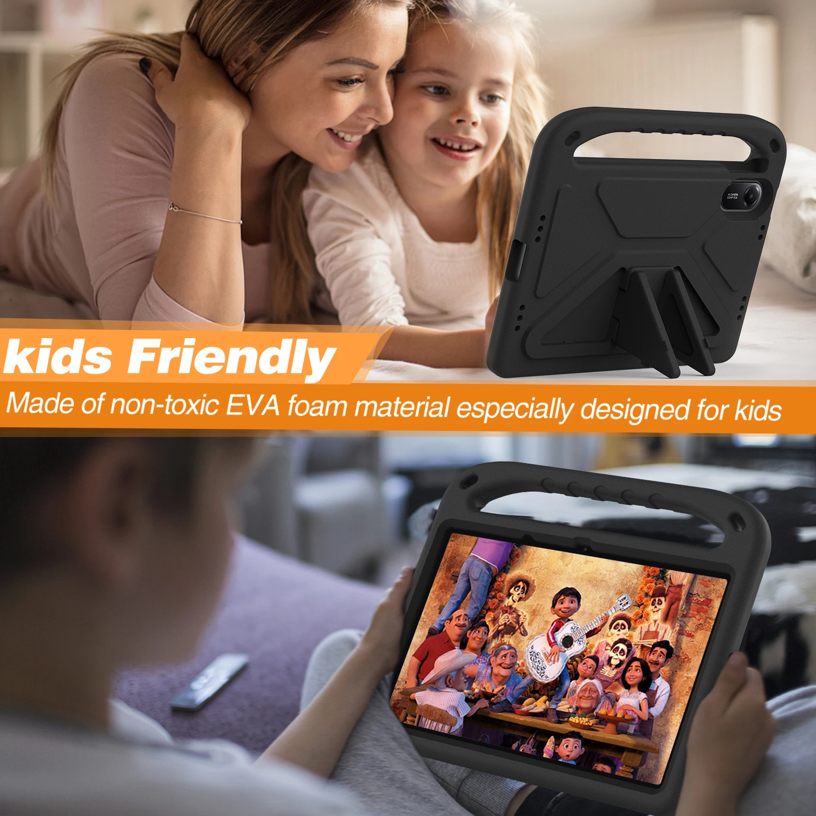 Children's Shockproof EVA Tablet Case with Kickstand and Handle, 11-Inch