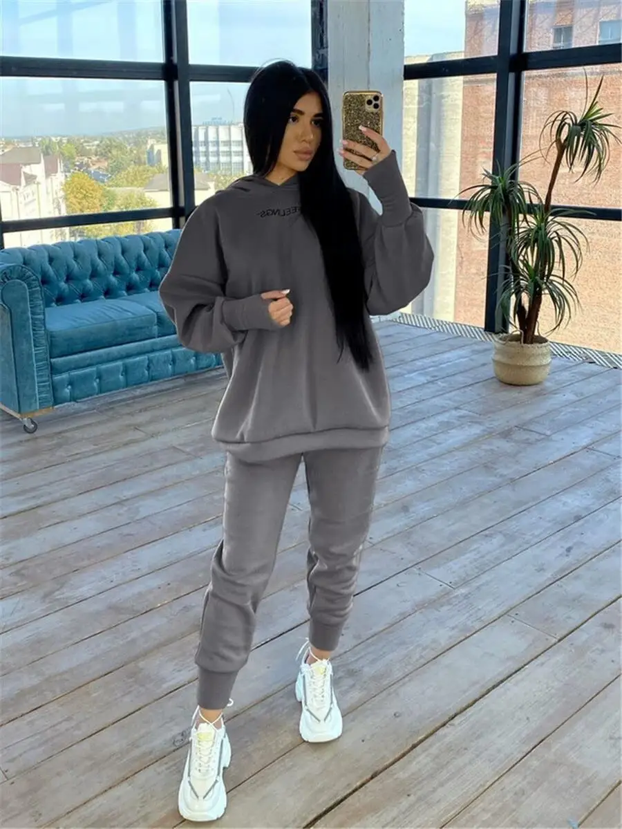 

2023 Winter and Autumn Hot Selling New Women's Set Fashion Long Sleeve Sports Casual Set Two Piece Set Multi Color Selection