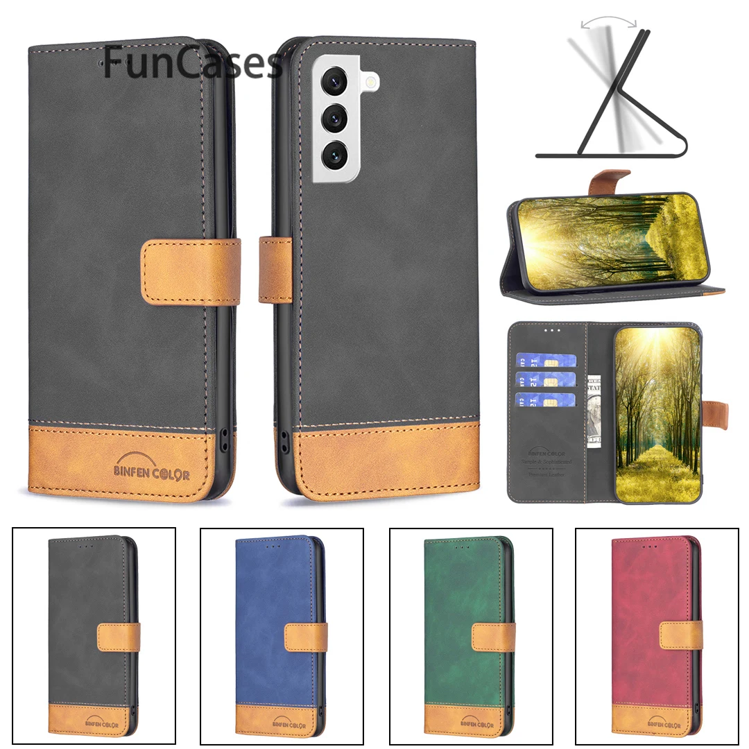 Anti-Drop Book Wallet Phone Flip Case For Samsung Galaxy S22 Ultra Covers Half-Wrapped Sfor Portable Samsung Telefoon S22 Plus