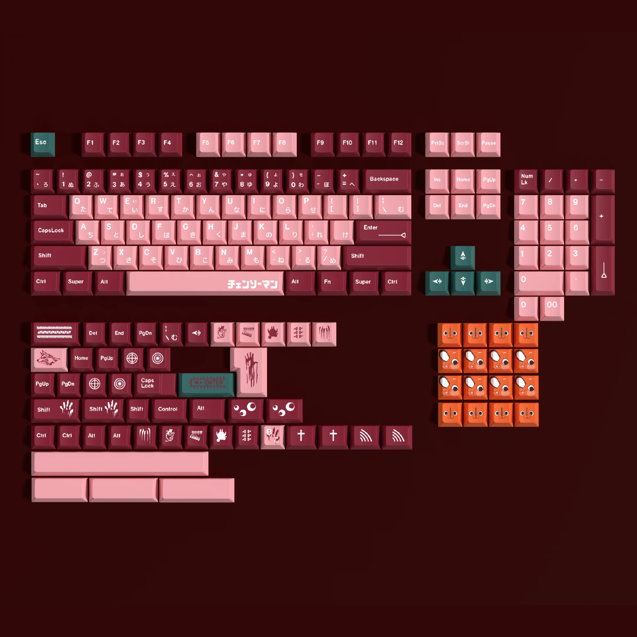 Soulcat Motosserra Homem Pbt Cinco Lados Dye-sub Teclado Mecânico Keycaps Cherry Perfil 170 Teclas Anime Keycaps - Imagem 2