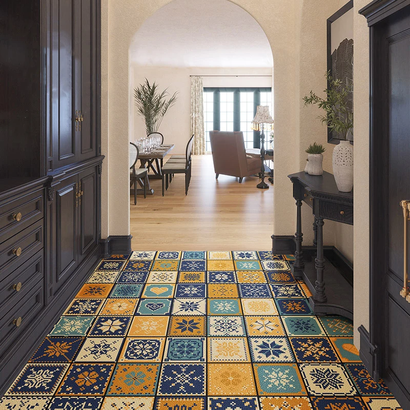 Carpet for Living Room Waterproof Oil-proof Retro Large Area Kitchen Rug Home Decoration PVC Leather Door Mat Tapete ковер Tapis