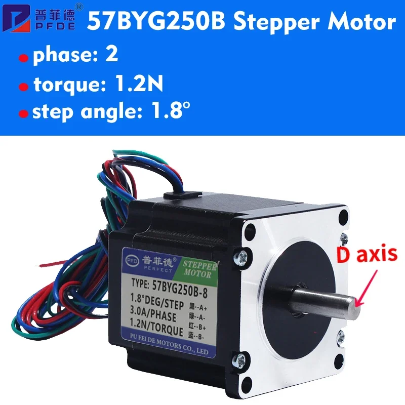 Motor de Passo Nema 23 Máscara 57 57 Byg250b Torque 1.2nm 56 mm Bifásico Fios 3a Máquina de Gravação Impressora 3d