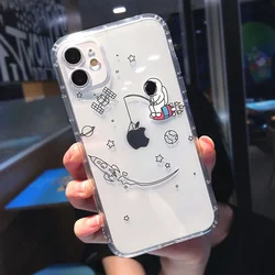 Cosmic Astronaut & Planet Star Transparent Shockproof Phone Case - iPhone SE2 SE3 (Style 1)