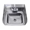 Stainless Steel Sink for Washing with Faucet and Side Splash, NSF Commercial Wall Mount Hand Basin for Restaurant, Kitchen 2