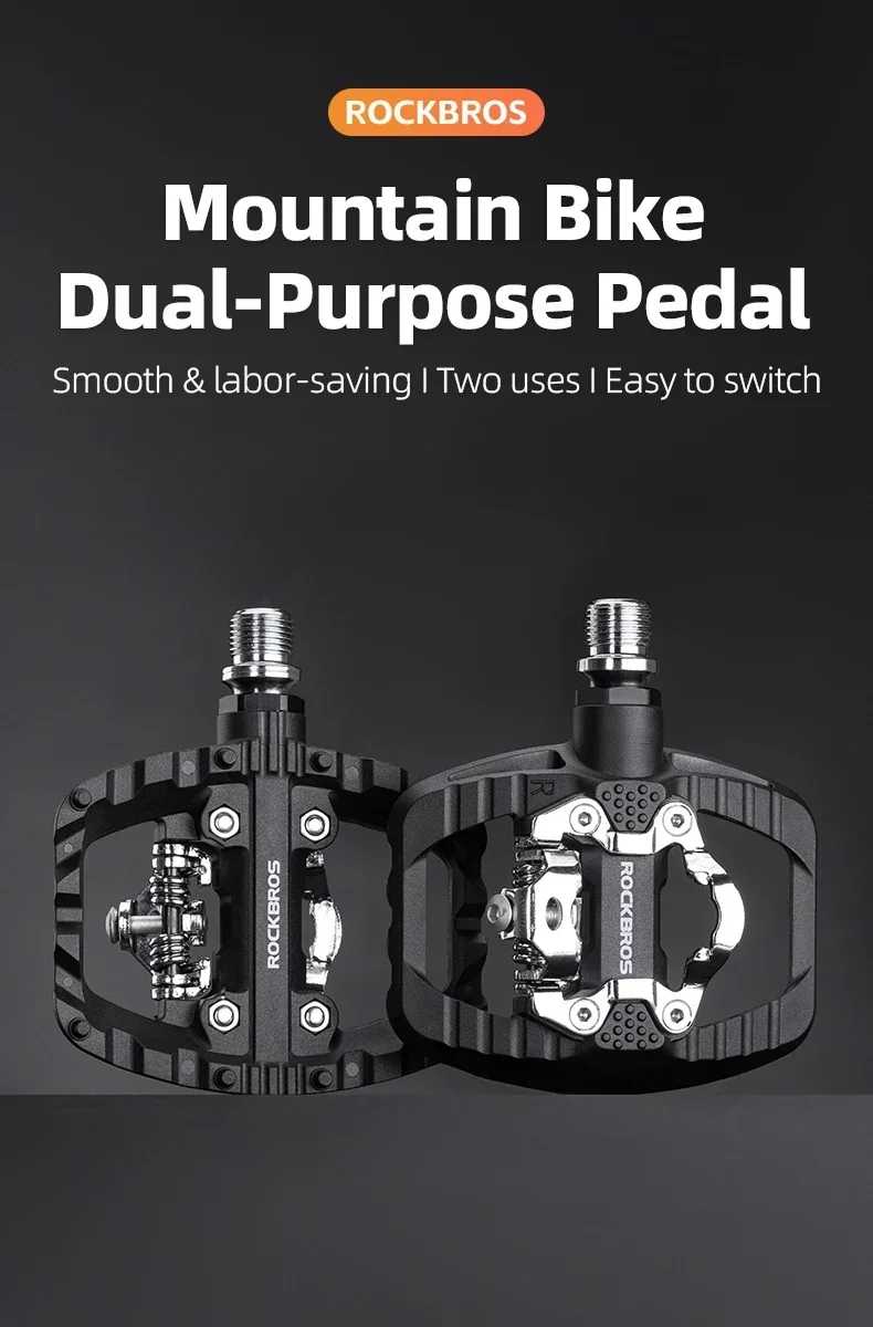 Description Picture 2 of itemROCKBROS MTB Bicycle Pedals 2 In 1 Flat/Lock Pedal Mountain Bike Non-Slip Labor Saving Nylon Pedals Waterproof Sealed Bearing