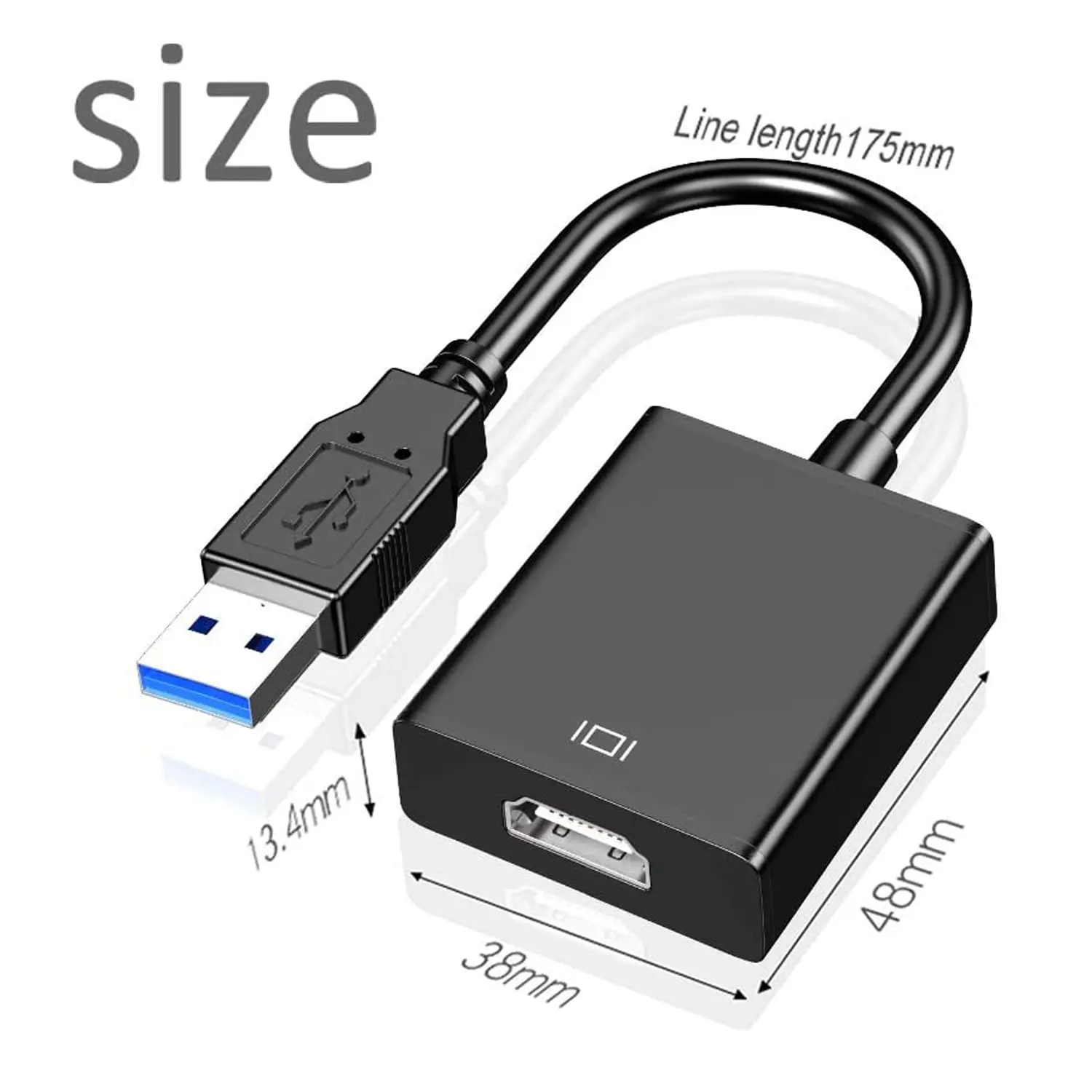 USB to HDMI Adapter USB 3.0/2.0 to HDMI Cable Multi-Display Video Converter- PC Laptop Windows 7 8 10 Desktop Laptop PC Monitor