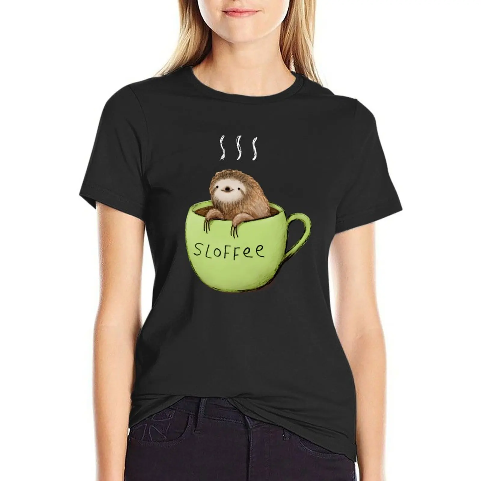 

Sloffee T-Shirt Woman fashion womans clothing oversized t shirts for Women Women clothing