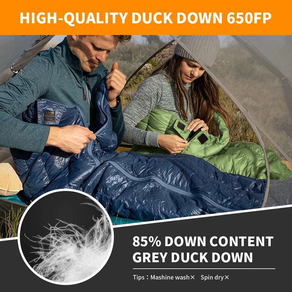 Naturehike Sleeping Bag CW295 Ultralight Duck Down Sleeping Bag Spring Waterproof Camping Sleeping Bags Portable Quilt Blanket