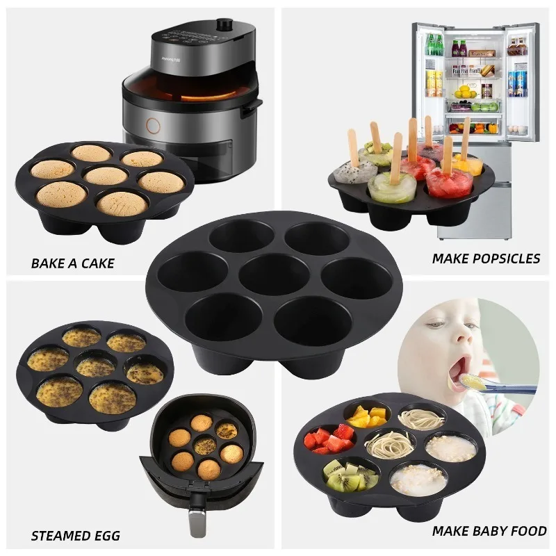 Airfryer 7-Hole Accessory Silicone Pot Muffin Cup Mold For Cakes & Pastries