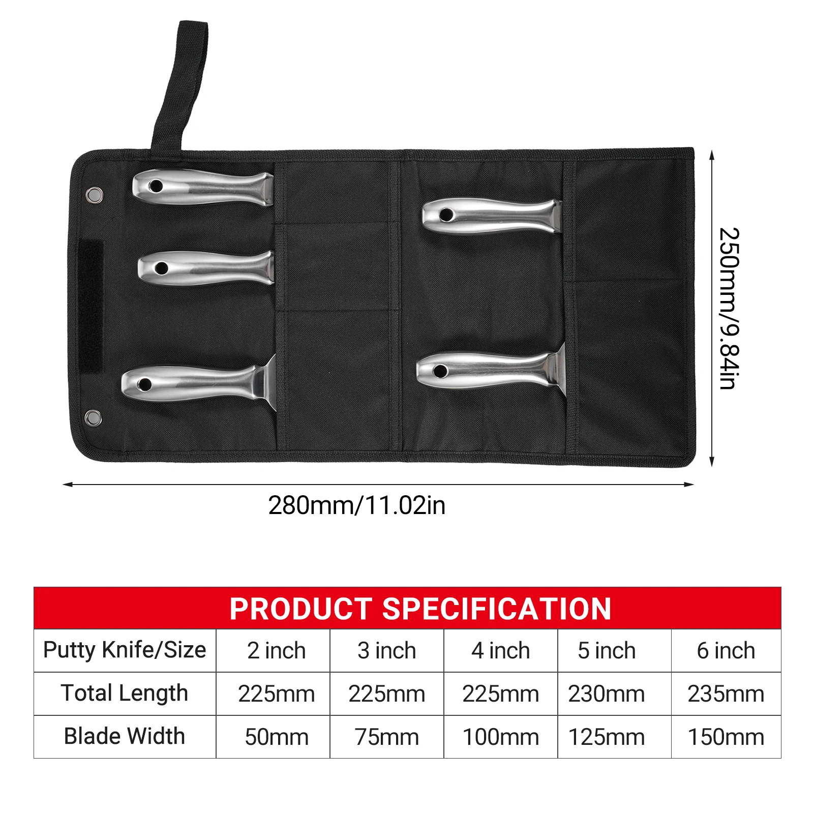 PENGGONG Putty Knife Set 1.5/2/3/4/5/6/8 inch Scraper Spackle Knife Paint Scrape