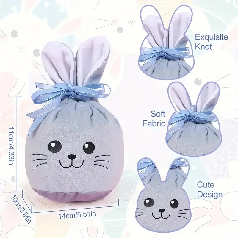 1-40PCS Bunny Gift Packing Rabbit Ears Cute Gift Bag Storage Bag Valentine's Day Candy Ribbon Drawstring Bundle Jewelry