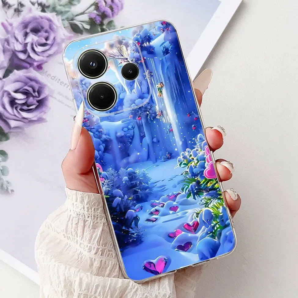Clear Aesthetic Luxury Cute Cat & Floral Painted Soft Phone Case Cover