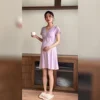 Women's Spring  Summer Padded Sleeping Dress  Postpartum Breastfeeding  Large Size  Women's Home Clothes  Pajamas  Midi Dress 4