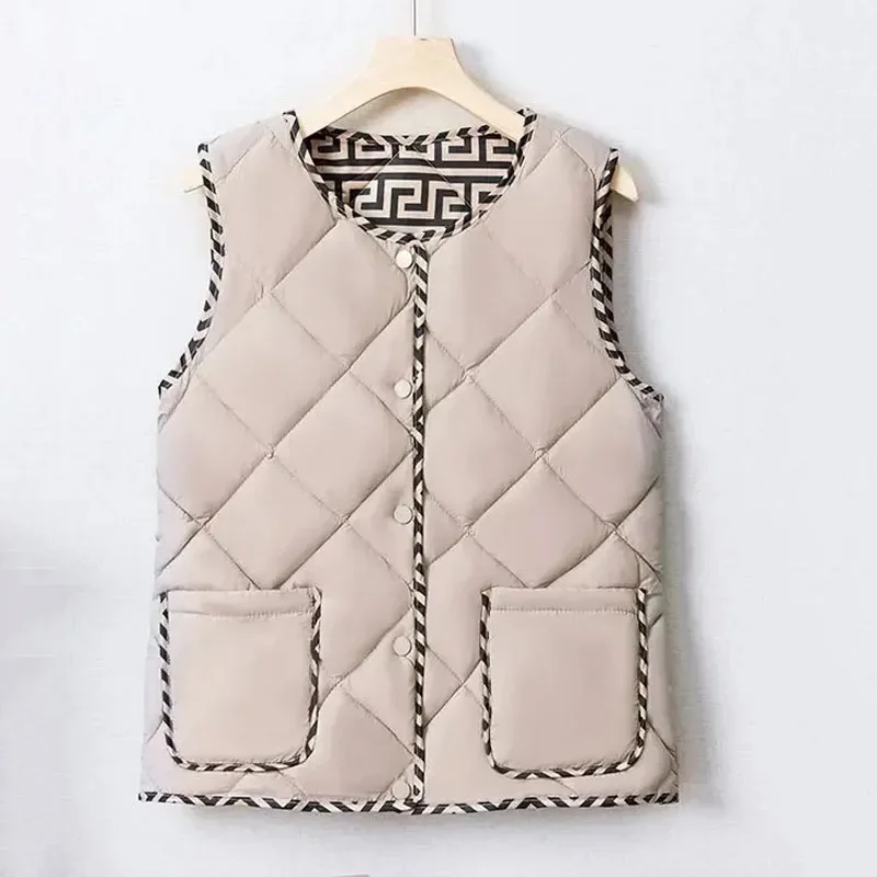 

Parkas Women's Short Coats Jackets 2023 Autumn Fashion Cotton-Padded Splicing Sleeveless Waistcoat Frivolous Skinny Vest Woman