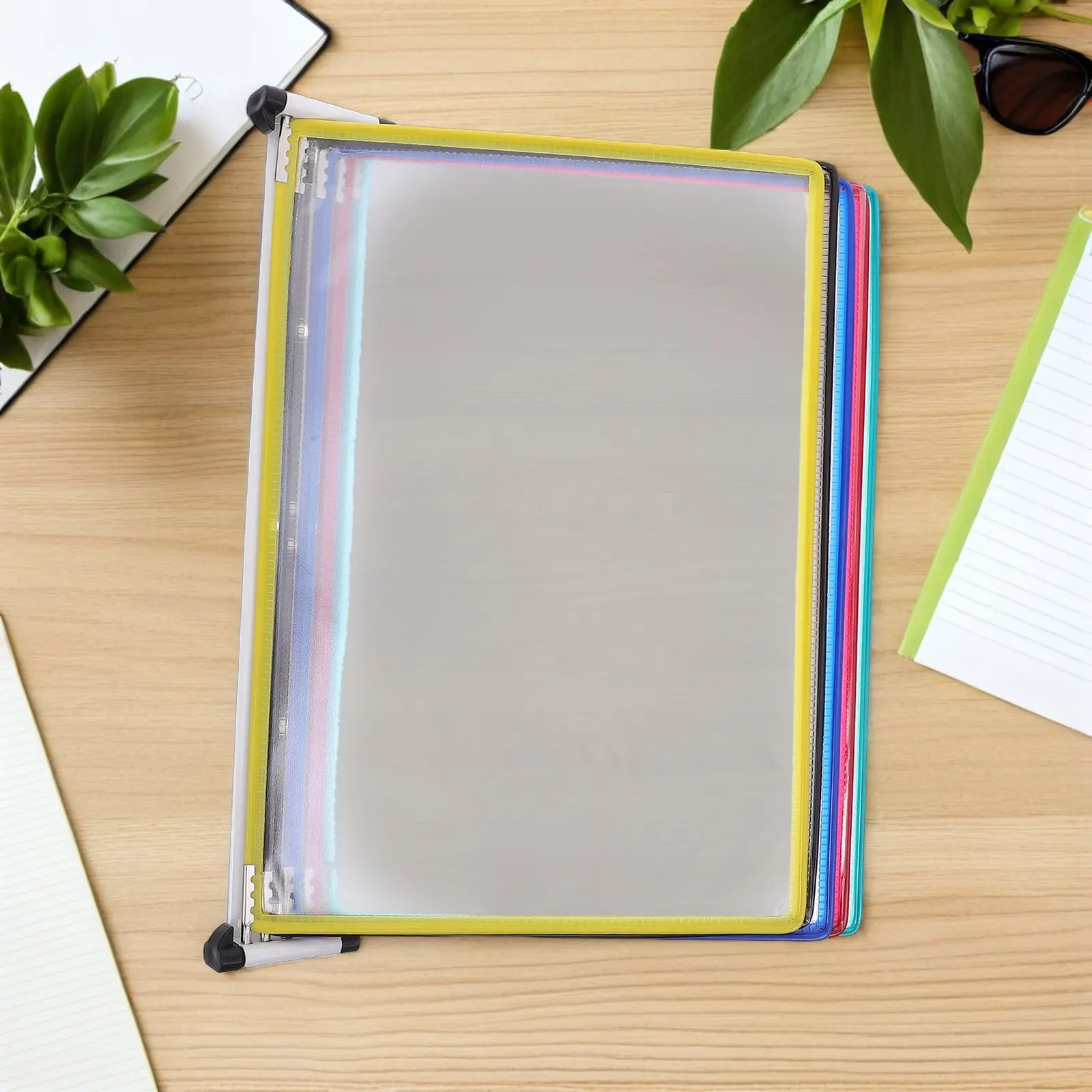 벽걸이 파일 정리함 A4 5 패널 벽걸이 파일 디스플레이 랙 간편 설치 폴더 및 보고서용 범용 사이즈