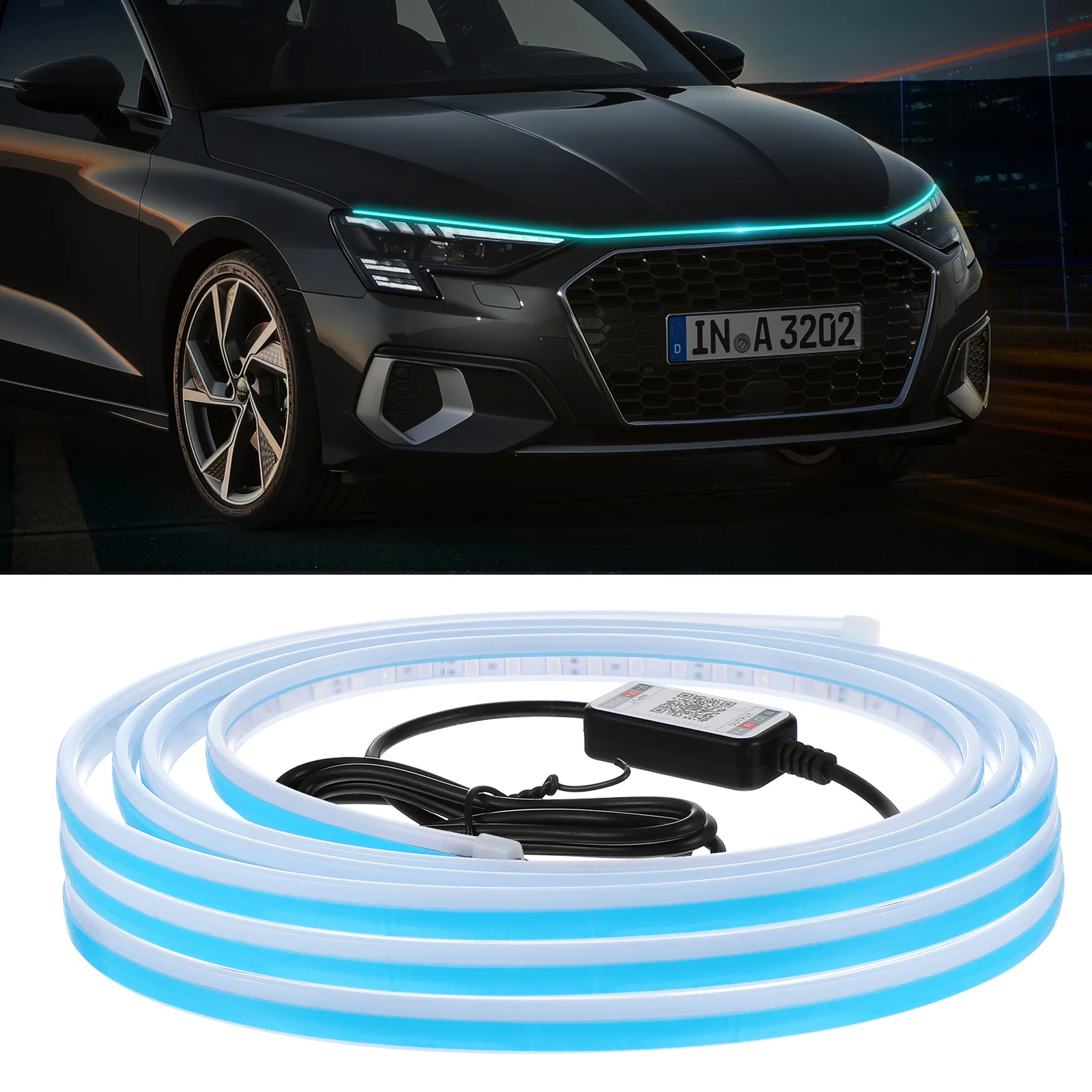 

Car RGB LED Hood Light Strip App Control Engine Cover Daytime Running LED Light Strip