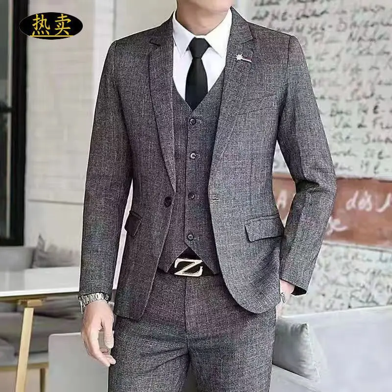 Suit for men, new style, Korean style, slim fit, stylish suit, business formal suit, three-piece suit, wedding groom suit SS8888