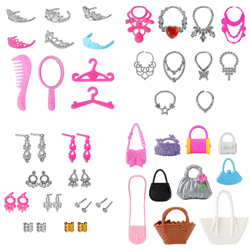 Toys Mirror Hangers Shoes Bed for Barbie Doll Furniture Pretend Play Toy for Kelly Dollhouse Doll Accessorie JJ