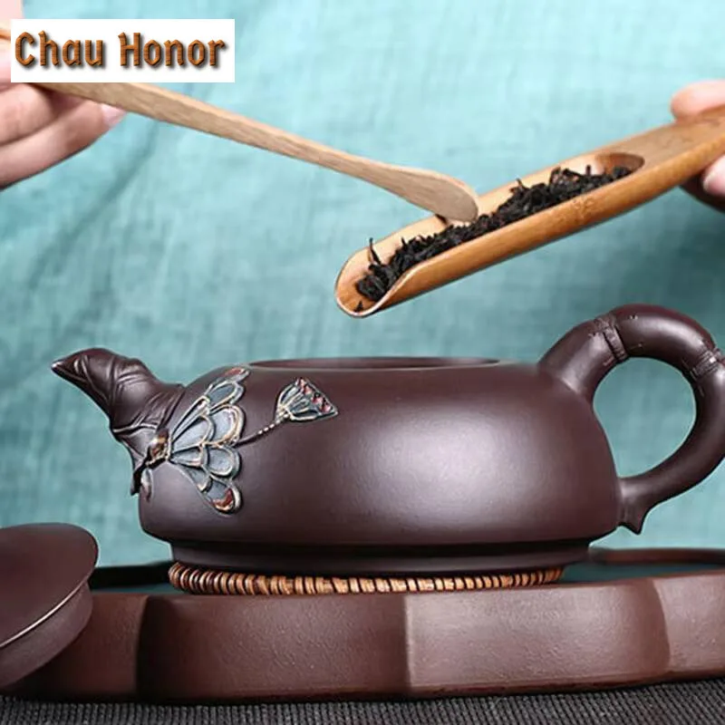320ml Authentic Chinese Yixing Raw Ore Purple Clay Tea Pots Master Handmade Kung Fu Tea Set Tea Ceremony Accessories Gifts