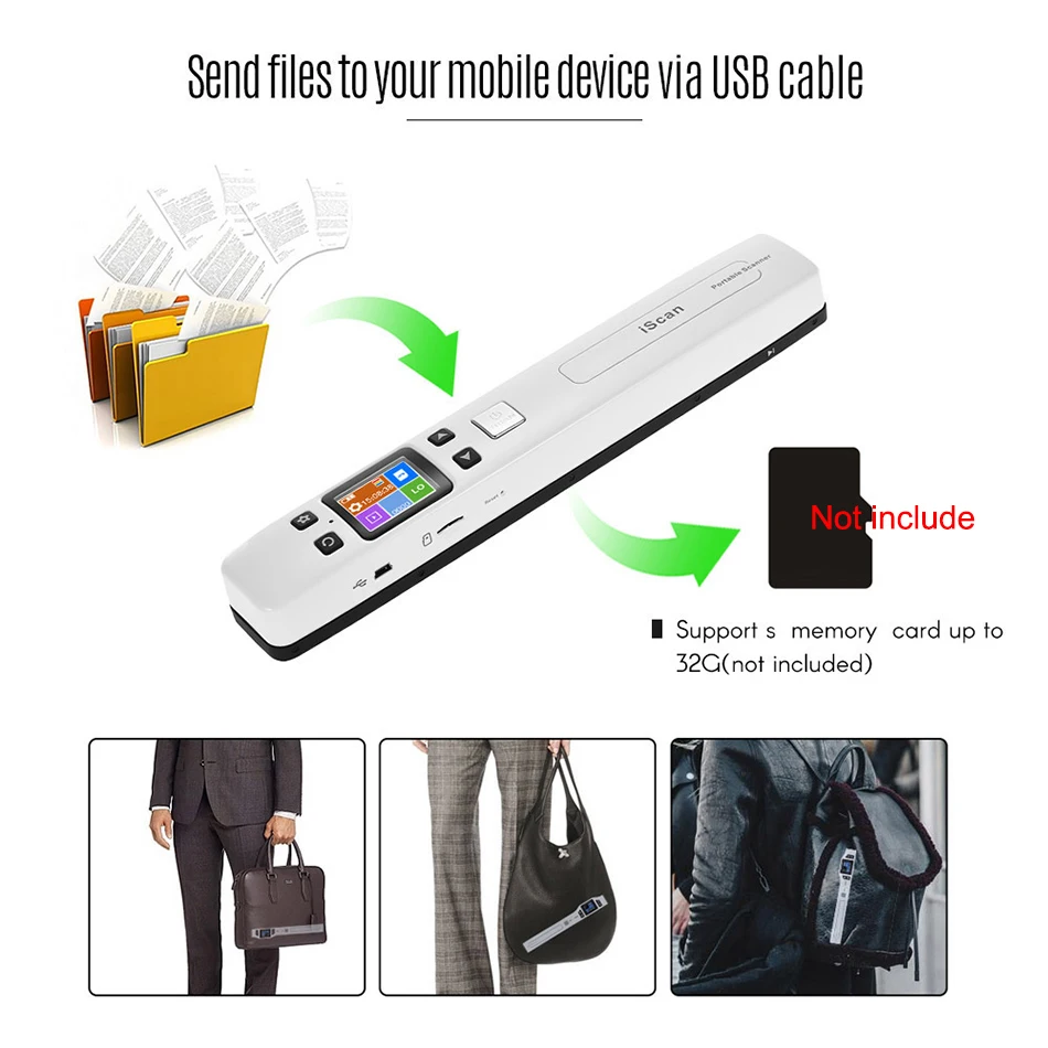 GZISCAN02 USB ڵ  WiFi ޴ ĳ,  HD LCD ÷  ĳ A4 ũ 1050DPI  JEPG Ǵ PDF TF ī