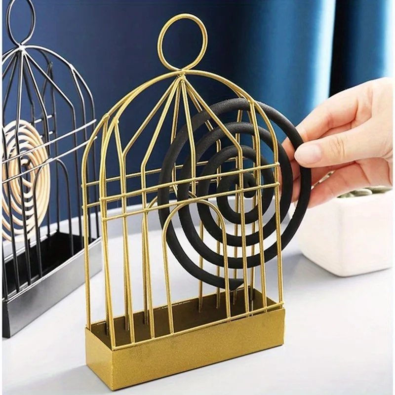 Mosquito Coil Holder, Incense Burner Rack, Portable Hanging Bird Cage for Outdoor Home Garden Decoration Bar Yard Office Desk