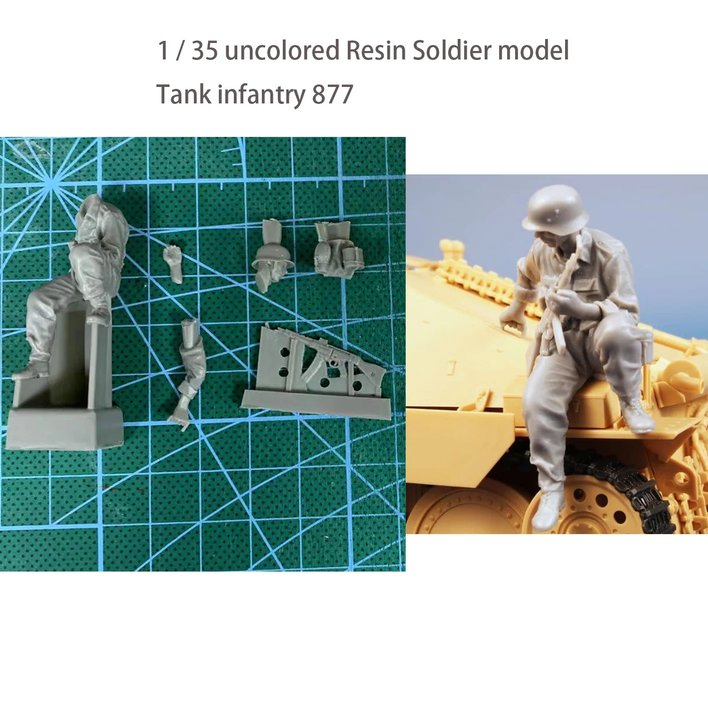 

1 / 35 uncolored Resin Soldier model Tank infantry 877