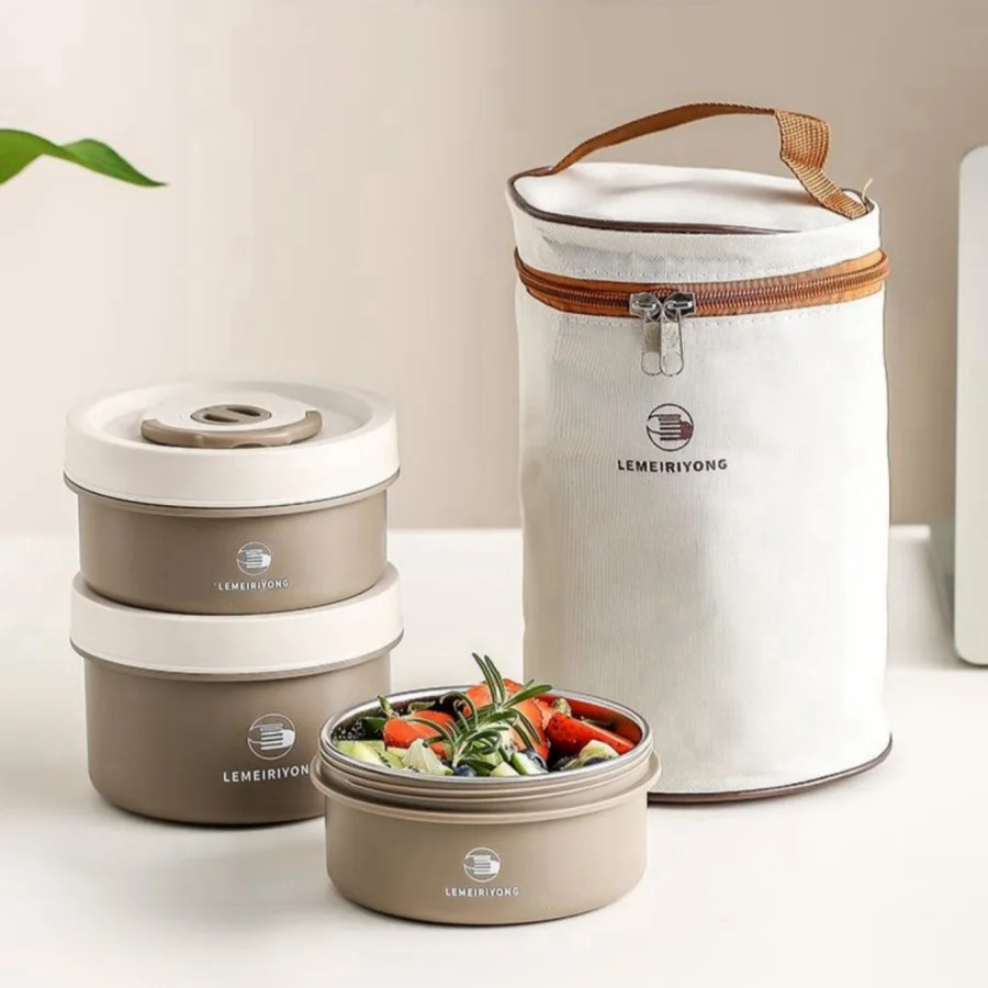 Lunch Box Portable Insulated Lunch Container Set Stackable Bento Stainless Steel Lunch Container