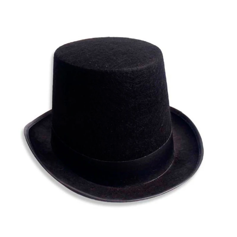 

Men Women Retro Magician Black Halloween Felt Top Hat Party Costume Dropshipping