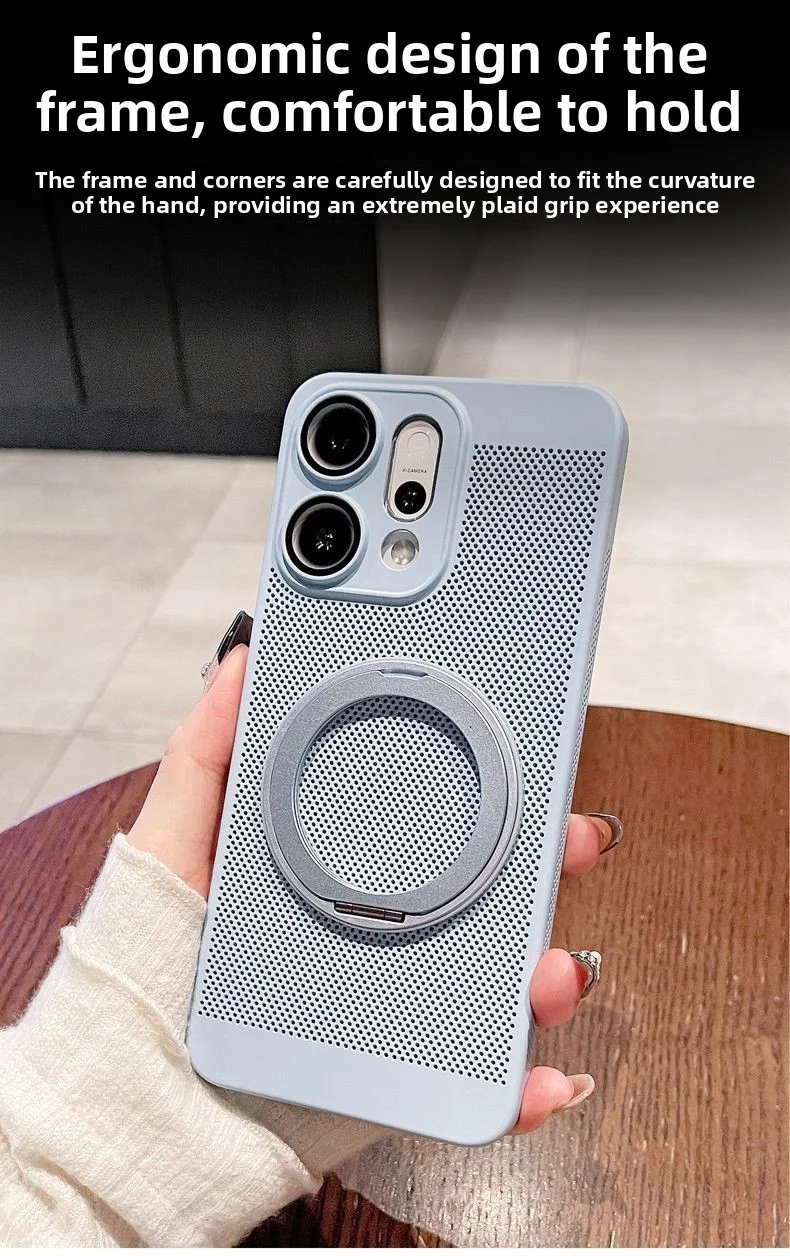 Durable Hard PC Ring Stand Magnetic Protective Back Cover with Heat Dissipation
