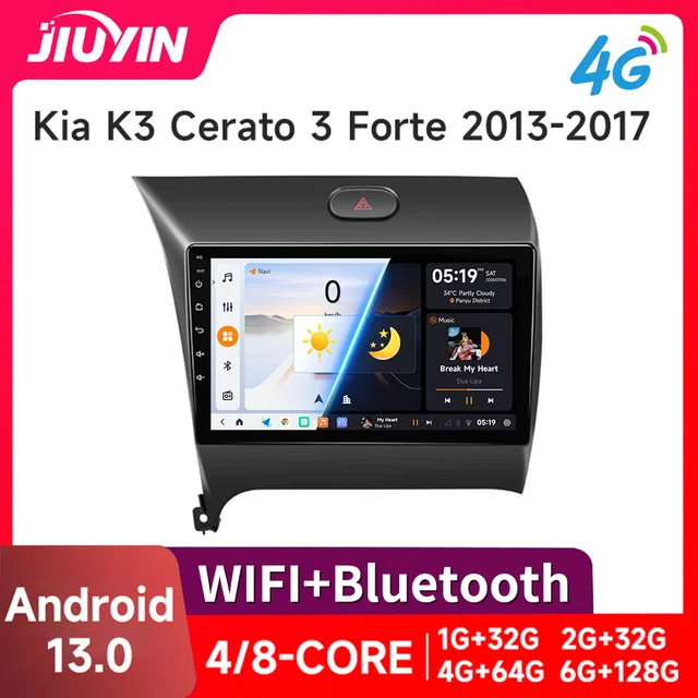 JIUYIN Android 13 Car Radio For Kia K3 Cerato 3 Forte 2013-2017 Multimedia Video Player Navigation GPS 2 Din 4G Carplay Auto