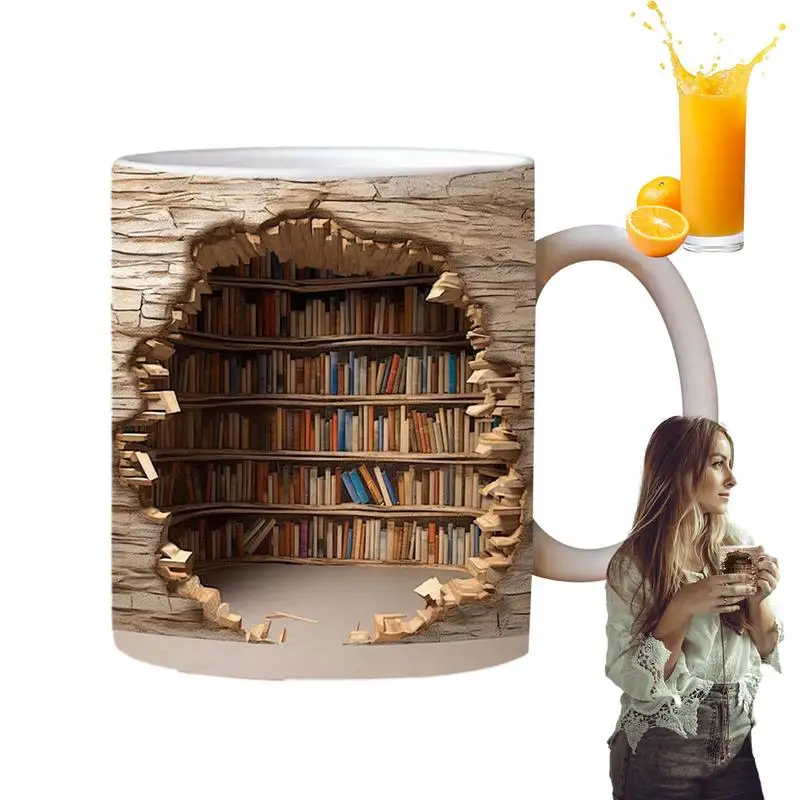

Кофейная кружка для влюбленных книг с 3D эффектом, семейная чашка 11 унций, креативный дизайн пространства, многофункциональная керамическая кружка, Книжная Клубная кружка, книжка
