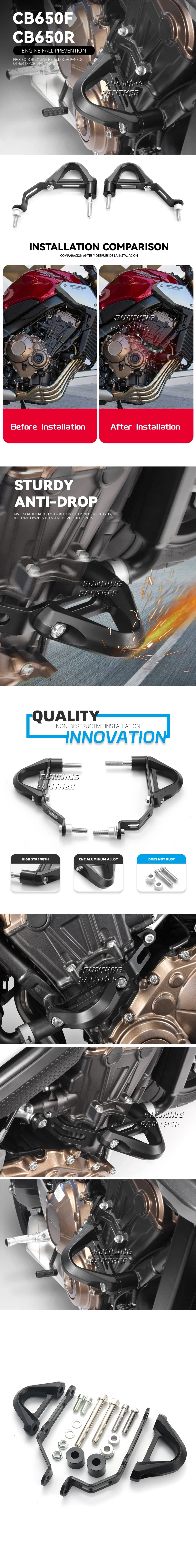 FÜR HONDA CB650R CB650F CB650RR F CB650R 650F Motorrad Motor Schutz Anti Crash Rahmen Slider Fallen Crash-schutz Abdeckung – Detail 1