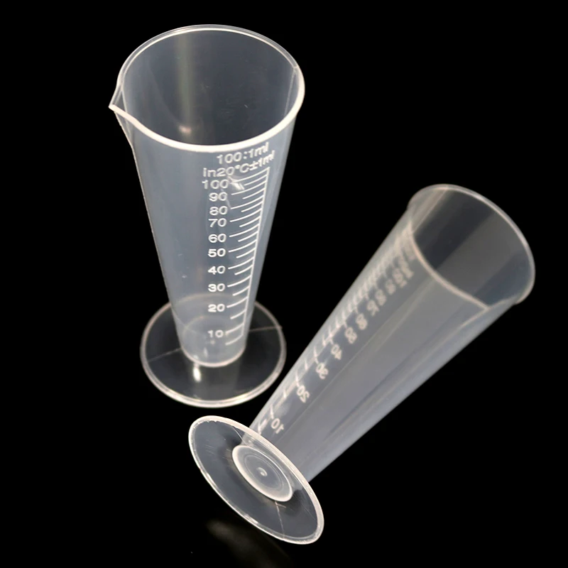 1 Piece Experimental Equipment Container 100ML Triangle Measuring Cup Scale Tapered Measuring Cup Transparent Plastic plastic measuring cylinder
