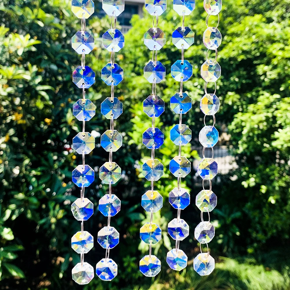 Crystal Bead Strands to Hang from Centerpieces, Trees and Floral Displays -  Real Glass 42 Squares & Octagons