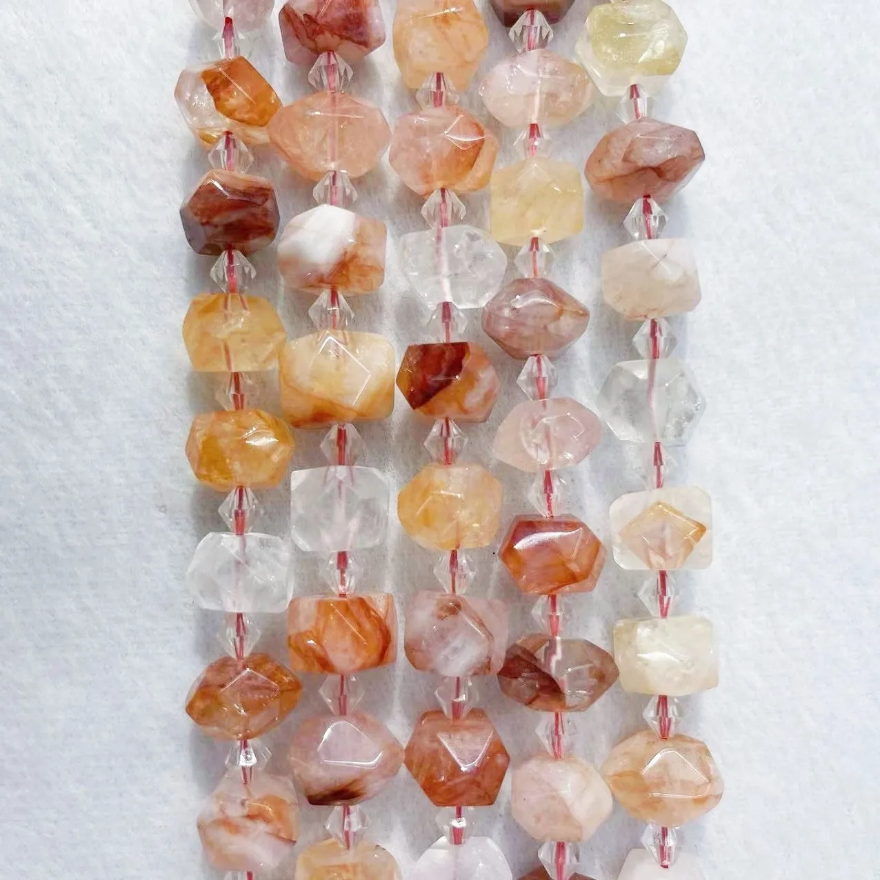 Top Grade Natural Red Gum Flower Crystal Ghost Stone Beads Irregular Loose Section Quartz Colorful Gems For DIY Jewelry Making