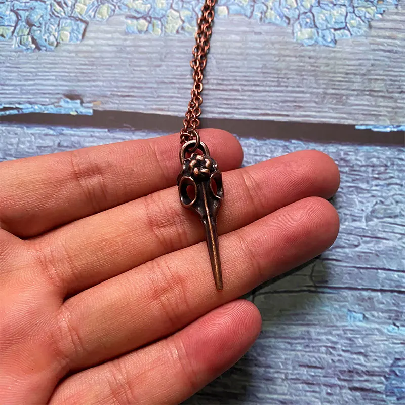 Copper Raven Skull Necklace Bird Head Pendant Charm Jewelry | Украшения и аксессуары