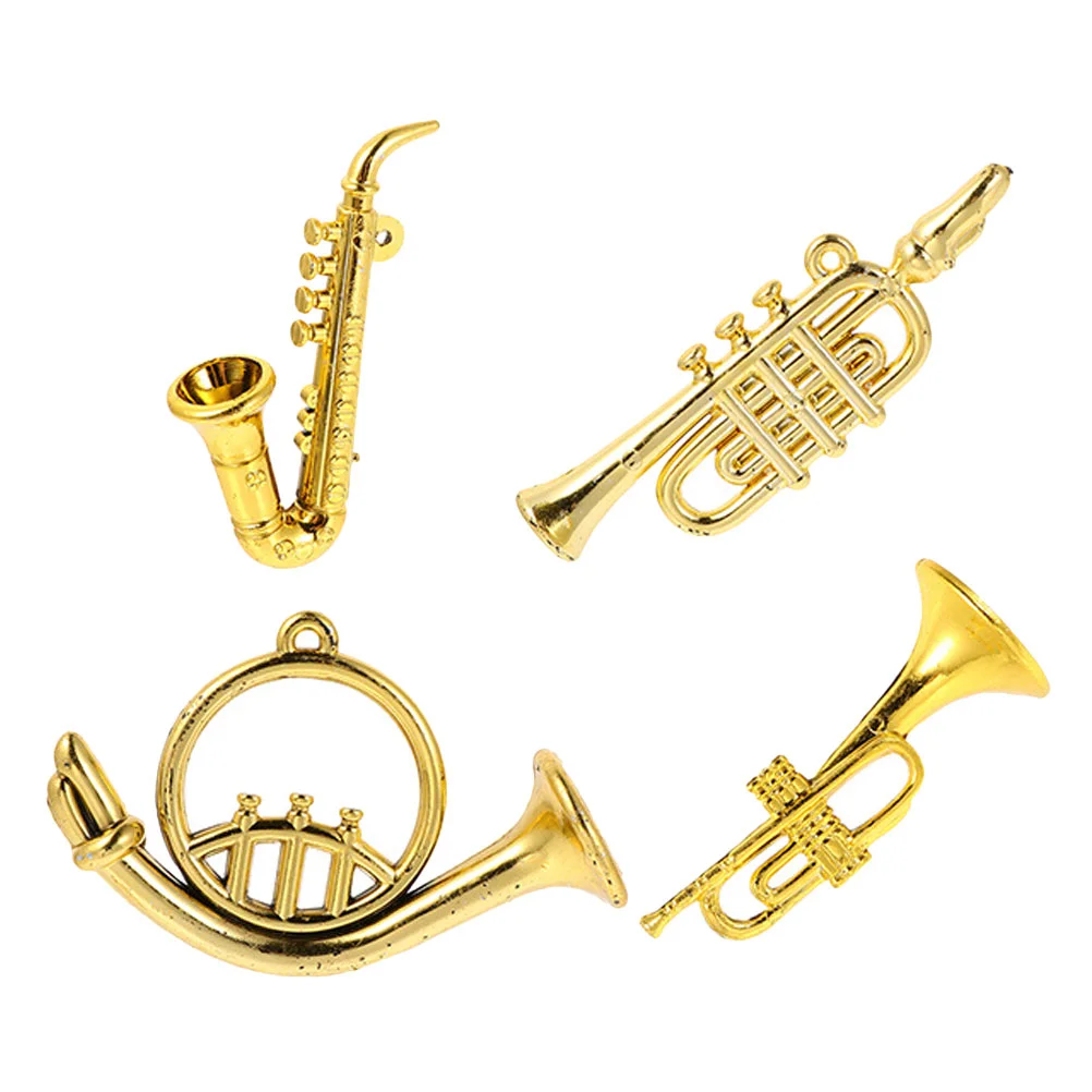 

4 Pcs House Model Kids' Toys Micro-landscape Ornament Desktop Miniature Instrument for Plastic Small Simulated Saxophone