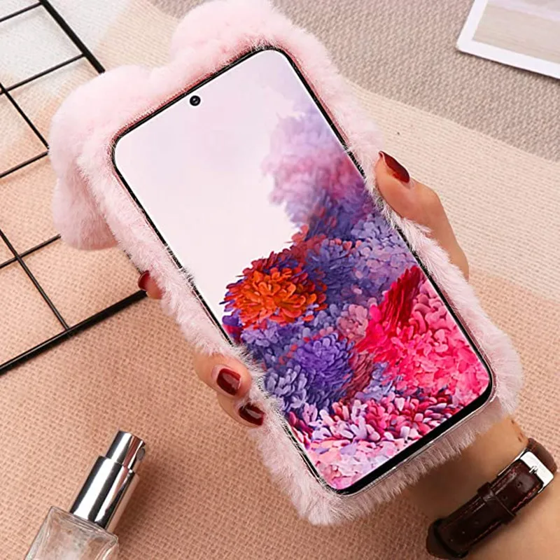 Soft Plush Furry Rabbit Bunny Warm Fur Phone Case Cover