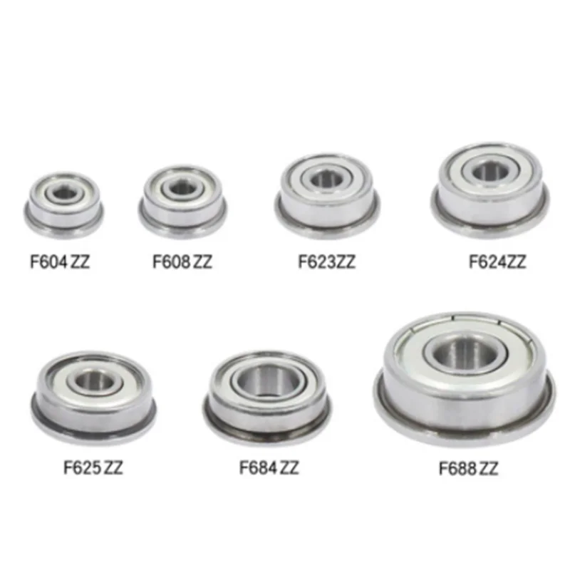 

10pcs Flange bearing F623(3x12x10x4mm) F624(4x15x13x5mm) F625(5x18x16x5mm) F26(6x22x19x6mm) F688(8x18x16x5mm) F604 F608ZZ