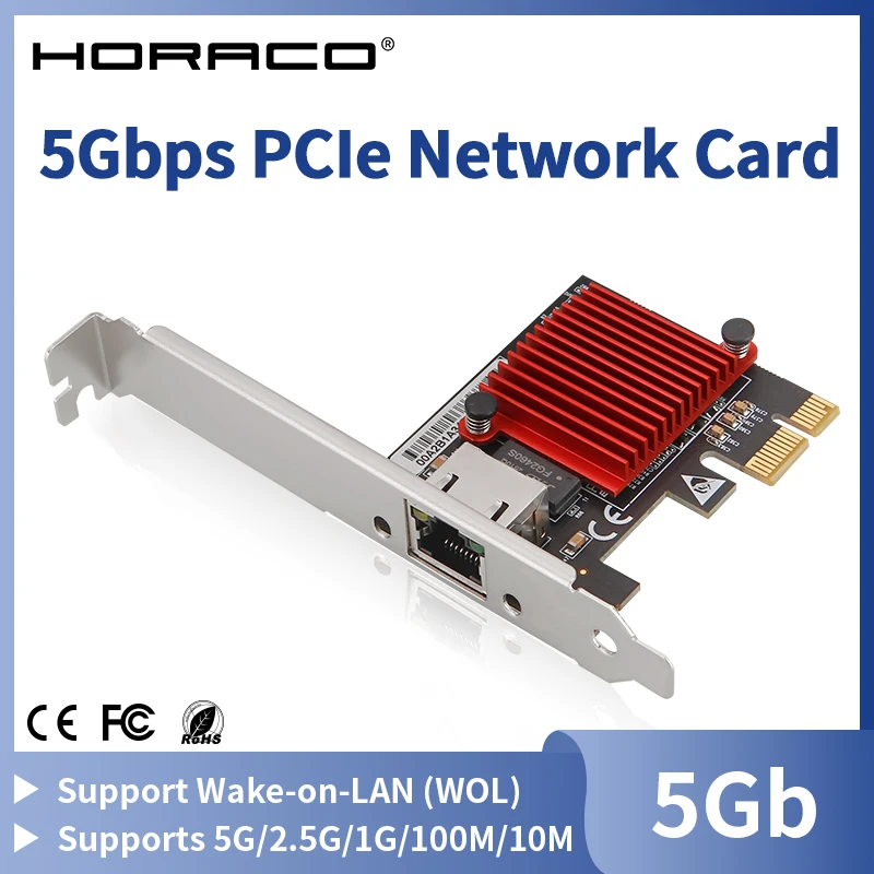 5G PCIe network card Ethernet 5Gbps desktop PCI-E x1 to 5G network adapter 5000Mbps, suitable for Windows 10/11