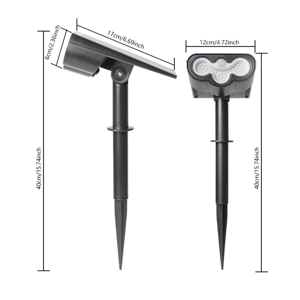 LED 잔디 램프, IP65 방수 태양 통로 조명, 로드 무대용, 39 LED, 1500mAh