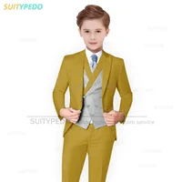 Ensemble 3 Pièces pour Grand Garçon, Tenue de Bal Élégante, Blazer, Glaçage, de Luxe, à Fleurs, Formelle, pour ixd'Enfant, Mariage 2