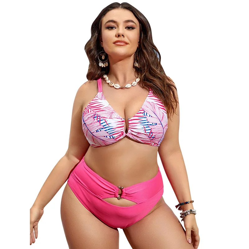2024 Summer Fashion Swimwear Beach Vacation Leisure Strap Retro Bikini floral print Split High Waist Swimwear