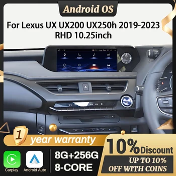 10,25 "con volante a la derecha para Lexus UX UX200 UX250h 2019-2023 Radio de coche inalámbrico CarPlay Multimedia pantalla Snapdragon 680 1