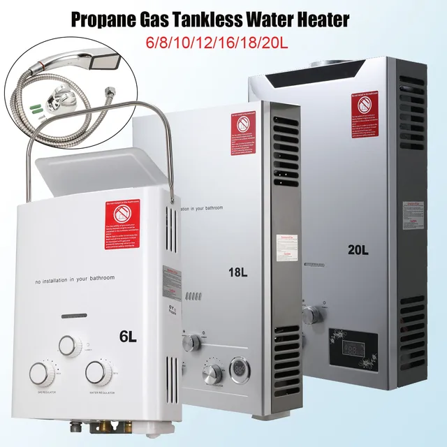 Chauffe-eau instantané au gaz GPL portable 6L-20L, sans réservoir, kit de chauffage domestique 1