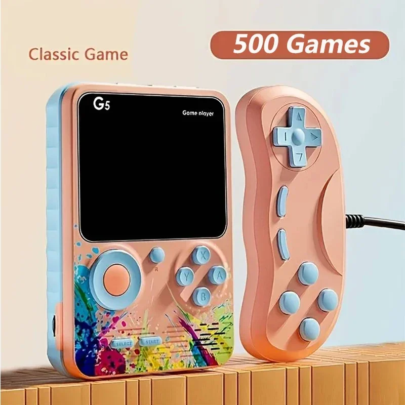

G5 2.4 Inch Video Game Console Mini Portable Retro TV Handheld Game Player Built-in 500 Games AV Output Support 2 Player