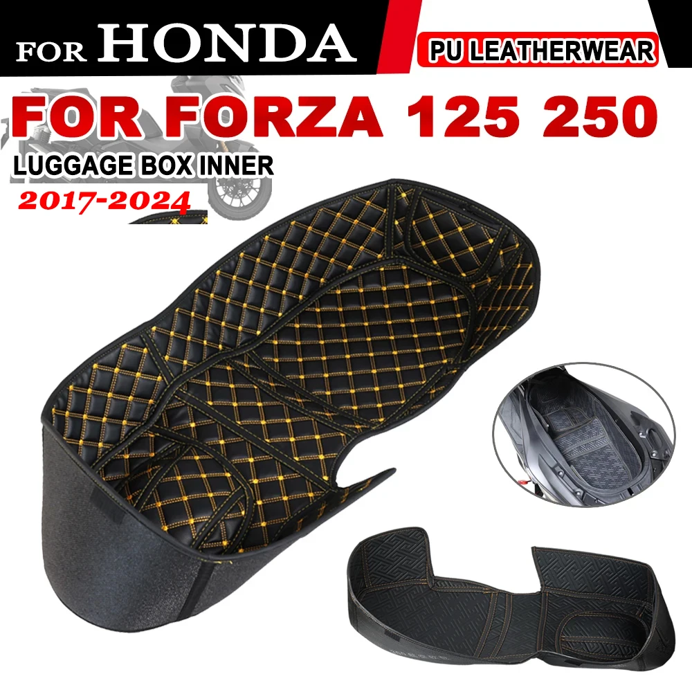 Caixa de armazenamento de assento de couro para motocicleta, protetor traseiro do forro do tronco, acessórios para Honda Forza125, Forza250, NSS 125