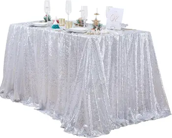 Nappe rectangulaire à paillettes argentées, couverture de Table dorée, nappe à paillettes pour mariage, fête d'anniversaire, décoration de la maison, plusieurs tailles 1