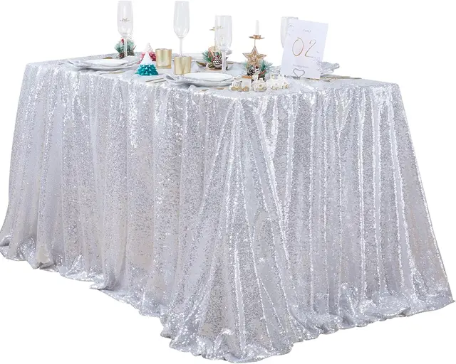 Nappe rectangulaire à paillettes argentées, couverture de Table dorée, nappe à paillettes pour mariage, fête d'anniversaire, décoration de la maison, plusieurs tailles 1